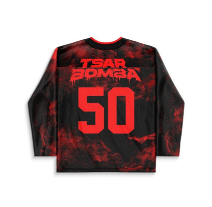 Black Red Nuclear Mushroom Rave Hockey Jersey