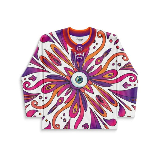 White Large Kaleidoscopic Rave Hockey Jersey