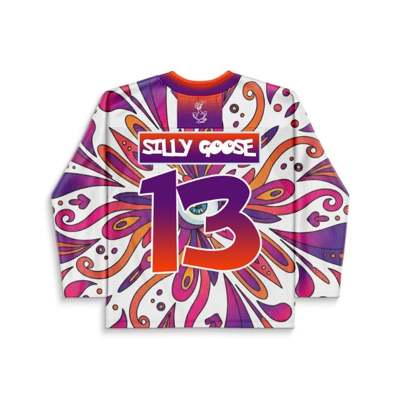 White Large Kaleidoscopic Rave Hockey Jersey