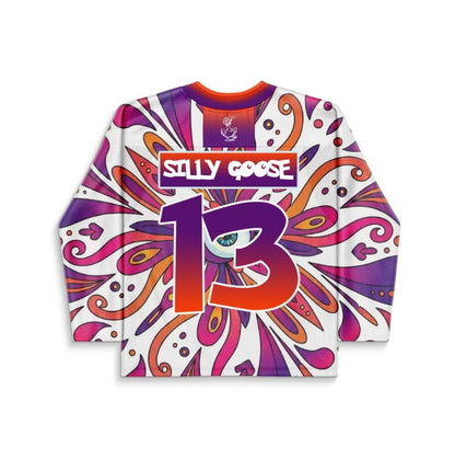 White Large Kaleidoscopic Rave Hockey Jersey