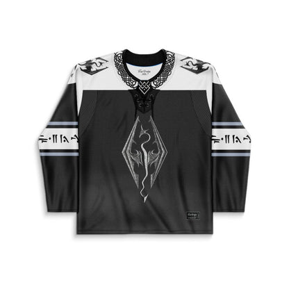 Black Stylized Dragon Rave Hockey Jersey