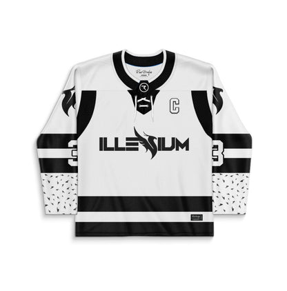 Illenium White Black Clean Logo Rave Hockey Jersey