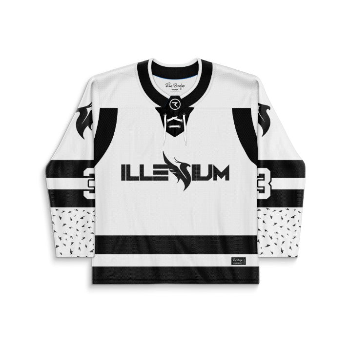 Illenium White Black Clean Logo Rave Hockey Jersey