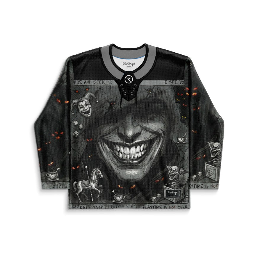 Black Creepy Evil Rave Hockey Jersey