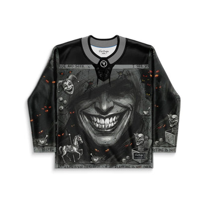 Black Creepy Evil Rave Hockey Jersey