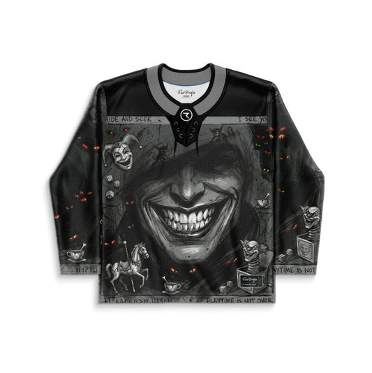 Black Creepy Evil Rave Hockey Jersey