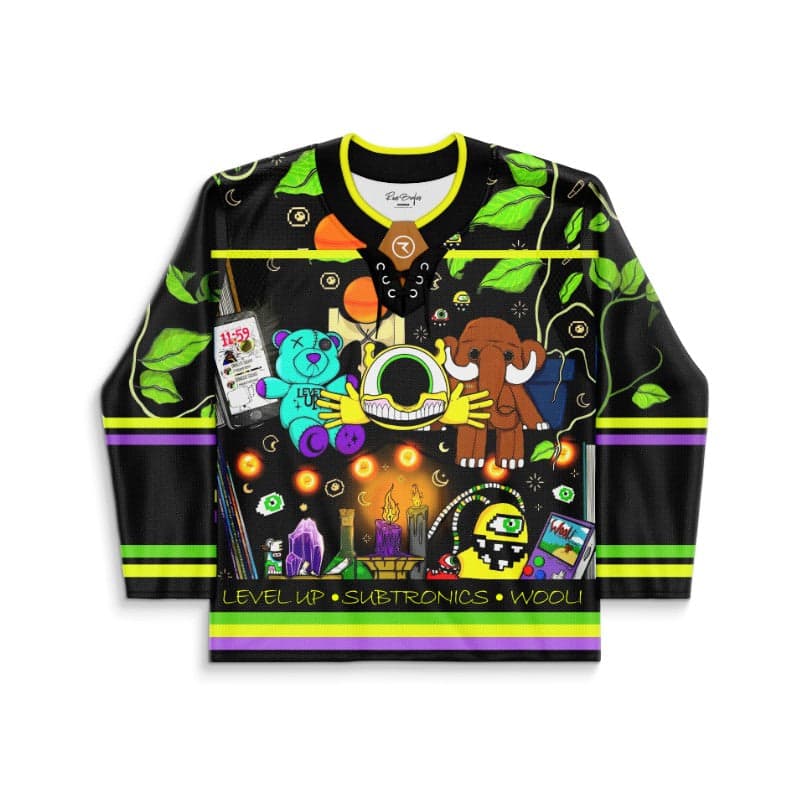 Subtronics x Wooli Black Cartoon Collage Rave Hockey Jersey