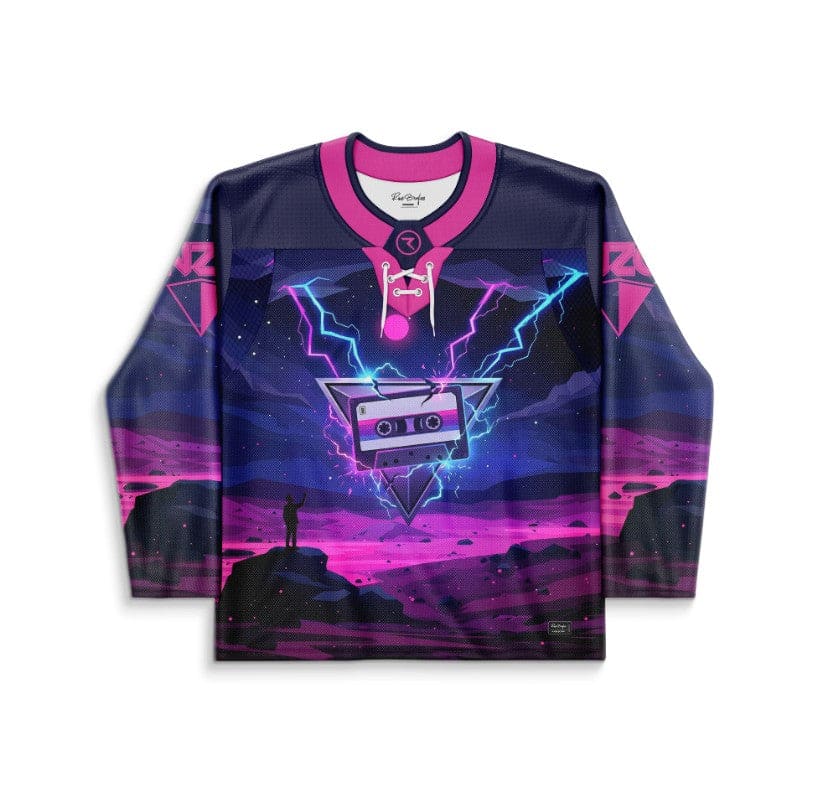 Tape B Purple Retro Synthwave Rave Hockey Jersey