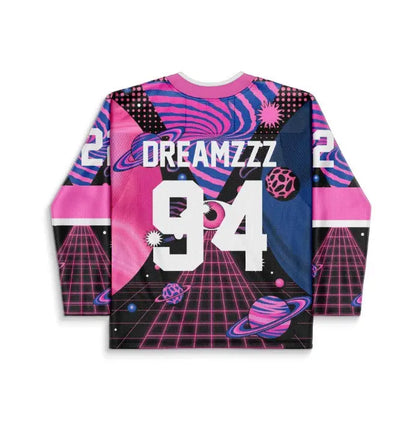 Hot Pink Psychedelic Space Rave Hockey Jersey