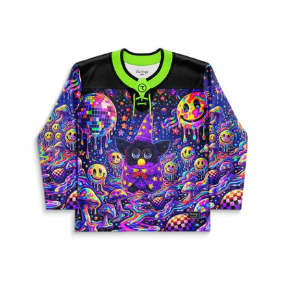 Vivid Neon Psychedelic Scene Rave Hockey Jersey