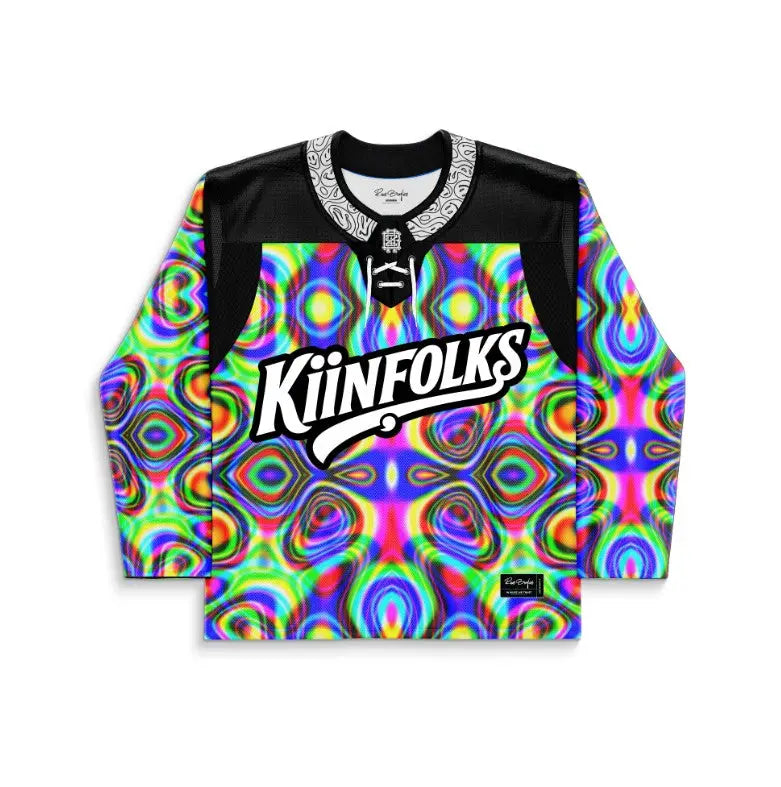 Kiinfolks Rainbow Kaleidoscopic Fractal Rave Hockey Jersey