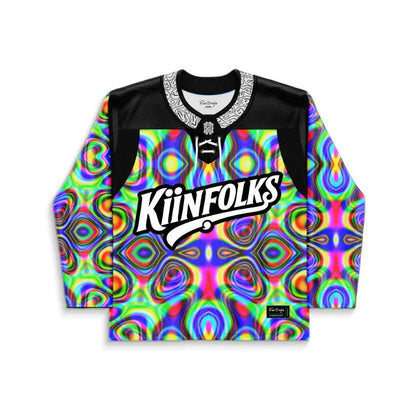 Kiinfolks Rainbow Kaleidoscopic Fractal Rave Hockey Jersey