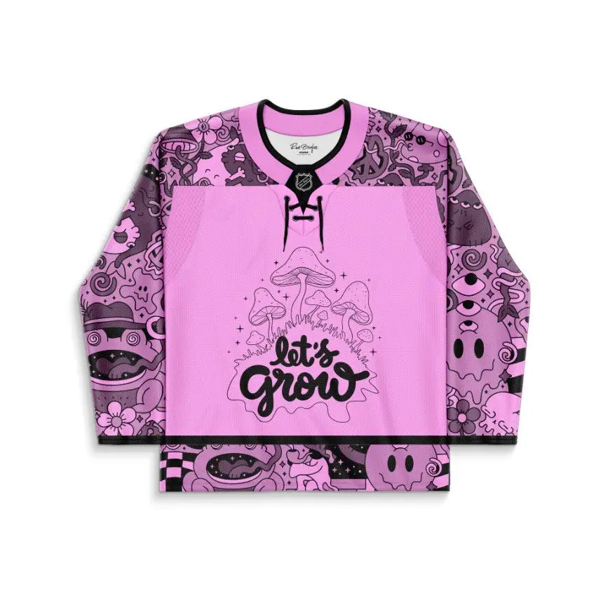 Pink Black Psychedelic Doodle Rave Hockey Jersey