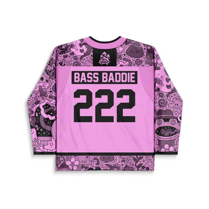 Pink Black Psychedelic Doodle Rave Hockey Jersey