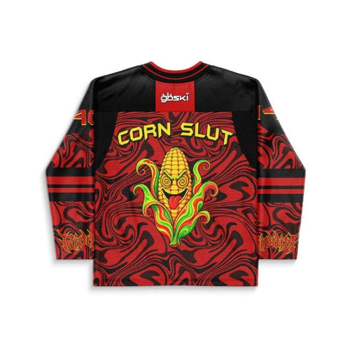 gbski Red Black Swirling Liquid Rave Hockey Jersey