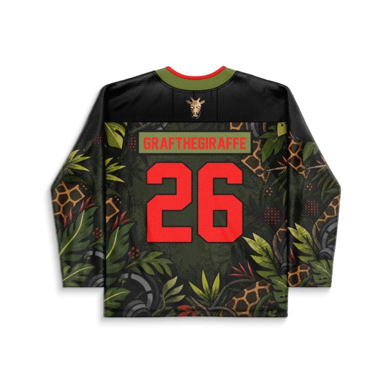 Graf the Giraffe Black Olive Jungle Foliage Rave Hockey Jersey