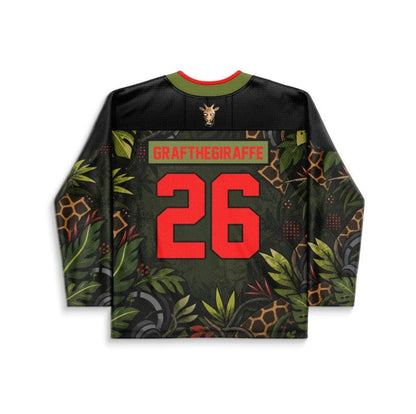 Graf the Giraffe Black Olive Jungle Foliage Rave Hockey Jersey