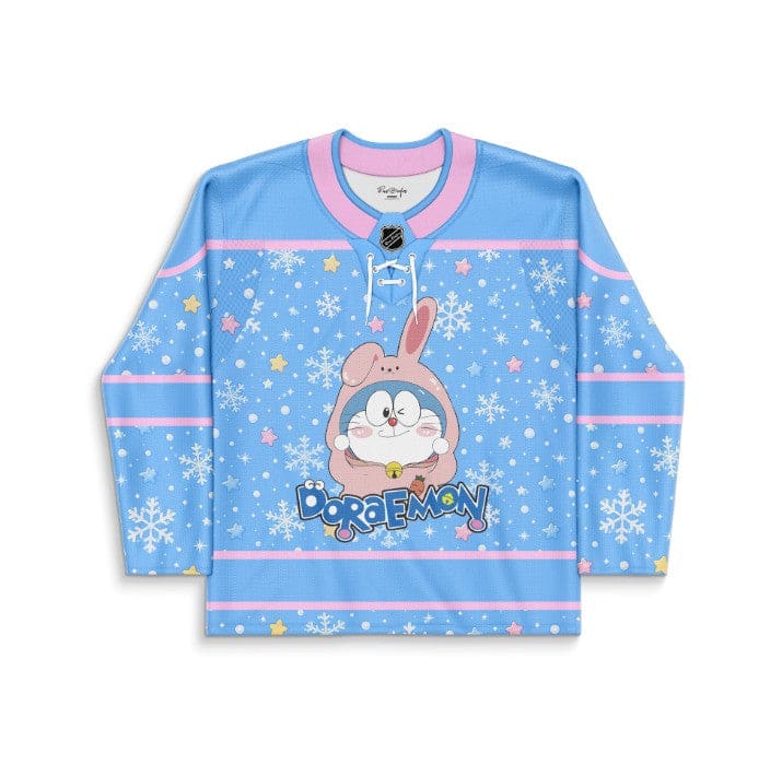 Baby Blue Doraemon Rave Hockey Jersey