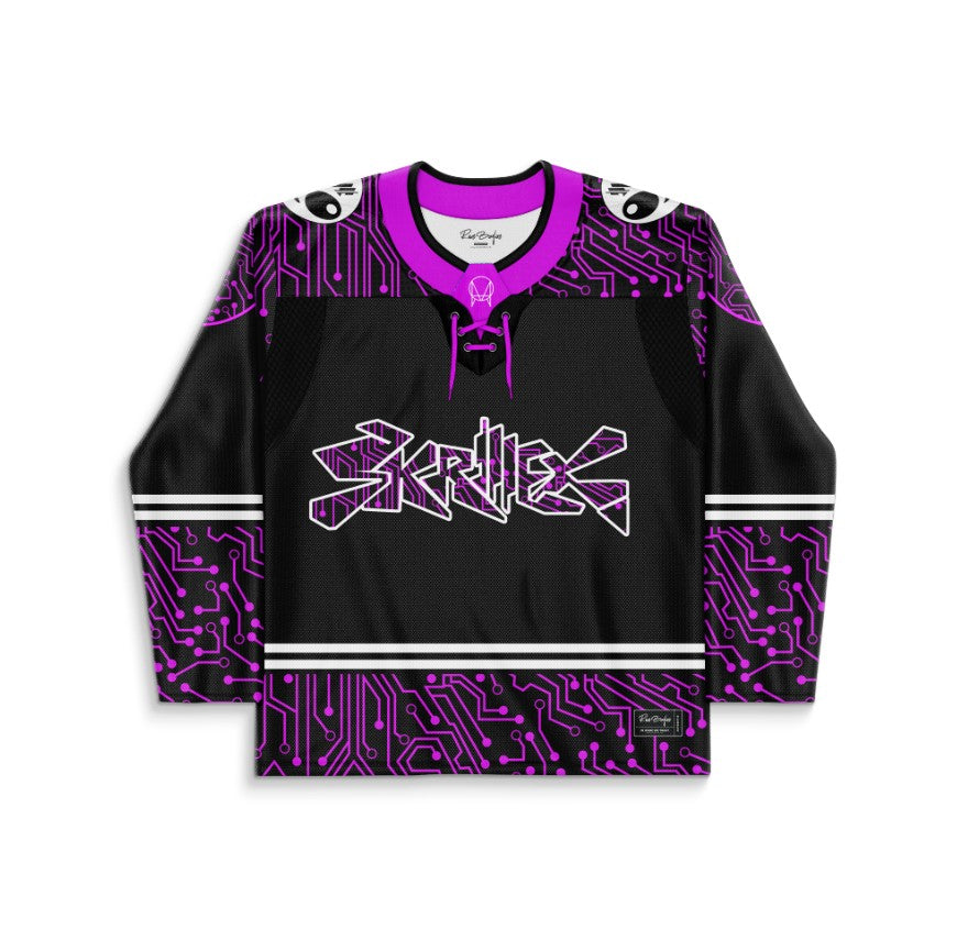 Skrillex Black Neon Glowing Purple Rave Hockey Jersey