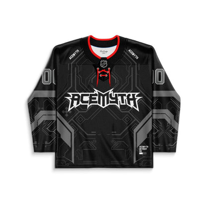 ACEMYTH Black Futuristic Circuit Rave Hockey Jersey