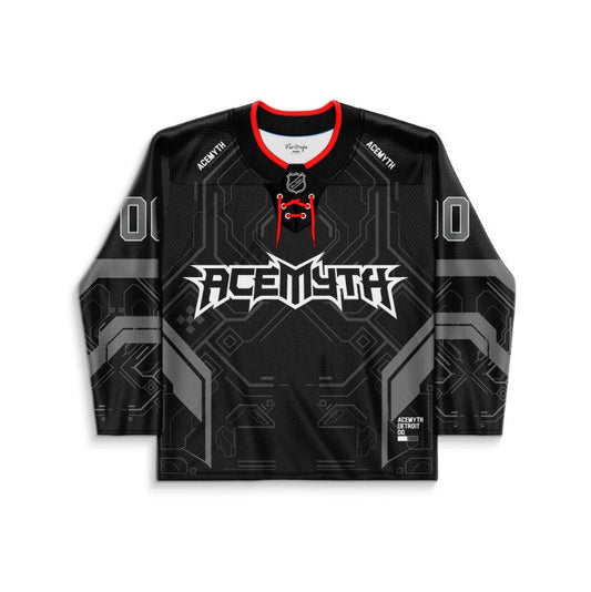 ACEMYTH Black Futuristic Circuit Rave Hockey Jersey