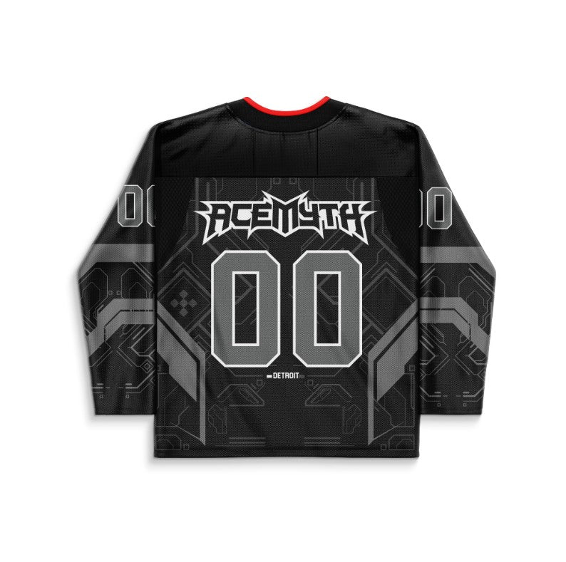 ACEMYTH Black Futuristic Circuit Rave Hockey Jersey