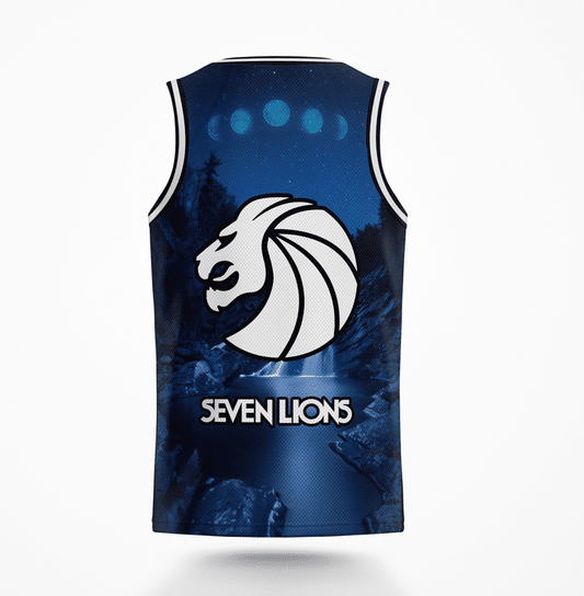 SEVEN LIONS Deep Blue Lion Mane Rave Basketball Jersey