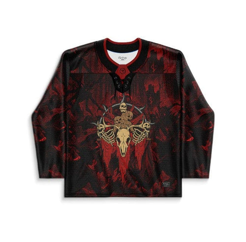 SVDDEN DEATH Dark Black Horned Animal Rave Hockey Jersey