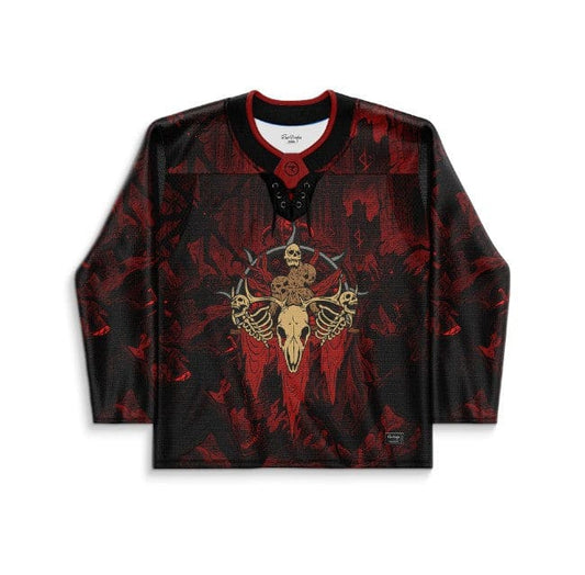 SVDDEN DEATH Dark Black Horned Animal Rave Hockey Jersey