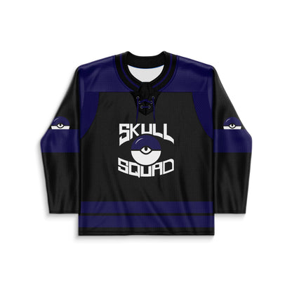 Black Cartoon Skull Rave Hockey Jersey