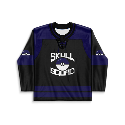 Black Cartoon Skull Rave Hockey Jersey