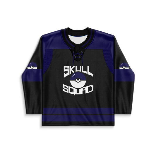 Black Cartoon Skull Rave Hockey Jersey