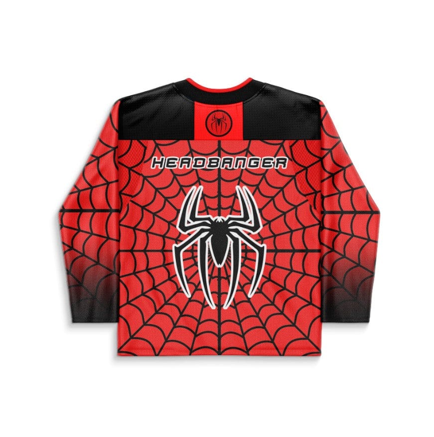 Bright Red Spiderweb Rave Hockey Jersey
