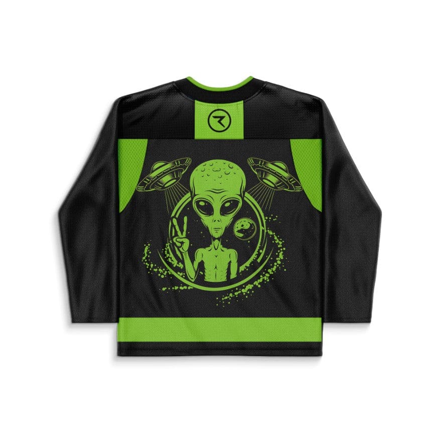 Black Cartoon Extraterrestrial Rave Hockey Jersey