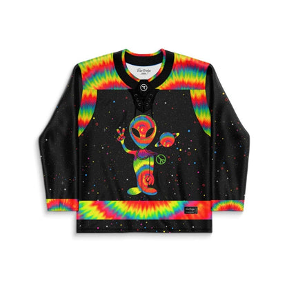 Black Cartoon Extraterrestrial Rave Hockey Jersey