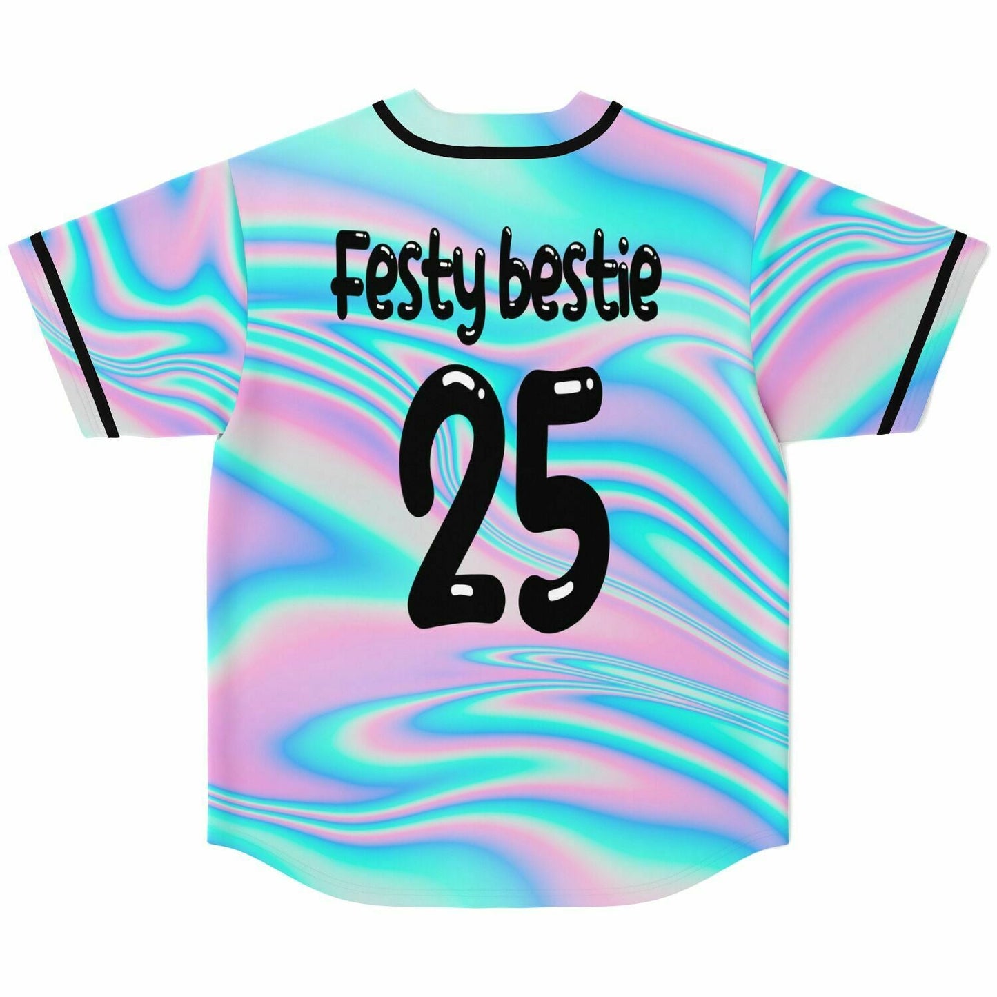 Pastel Holographic Swirling Oil Rave Baseball Jersey