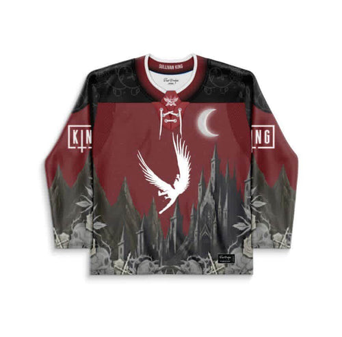 Sullivan King Deep Red Dark Gothic Rave Hockey Jersey