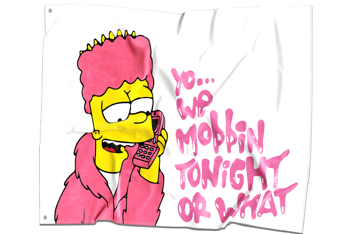 White Bart Simpson Rave Flag