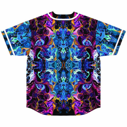 Vivid Purple Kaleidoscopic Mirrored Rave Baseball Jersey