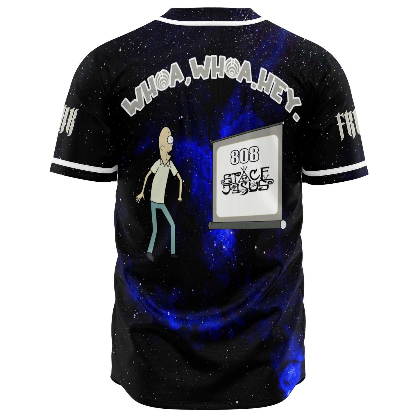 Space Jesus Black Blue Cartoon Man Rave Baseball Jersey