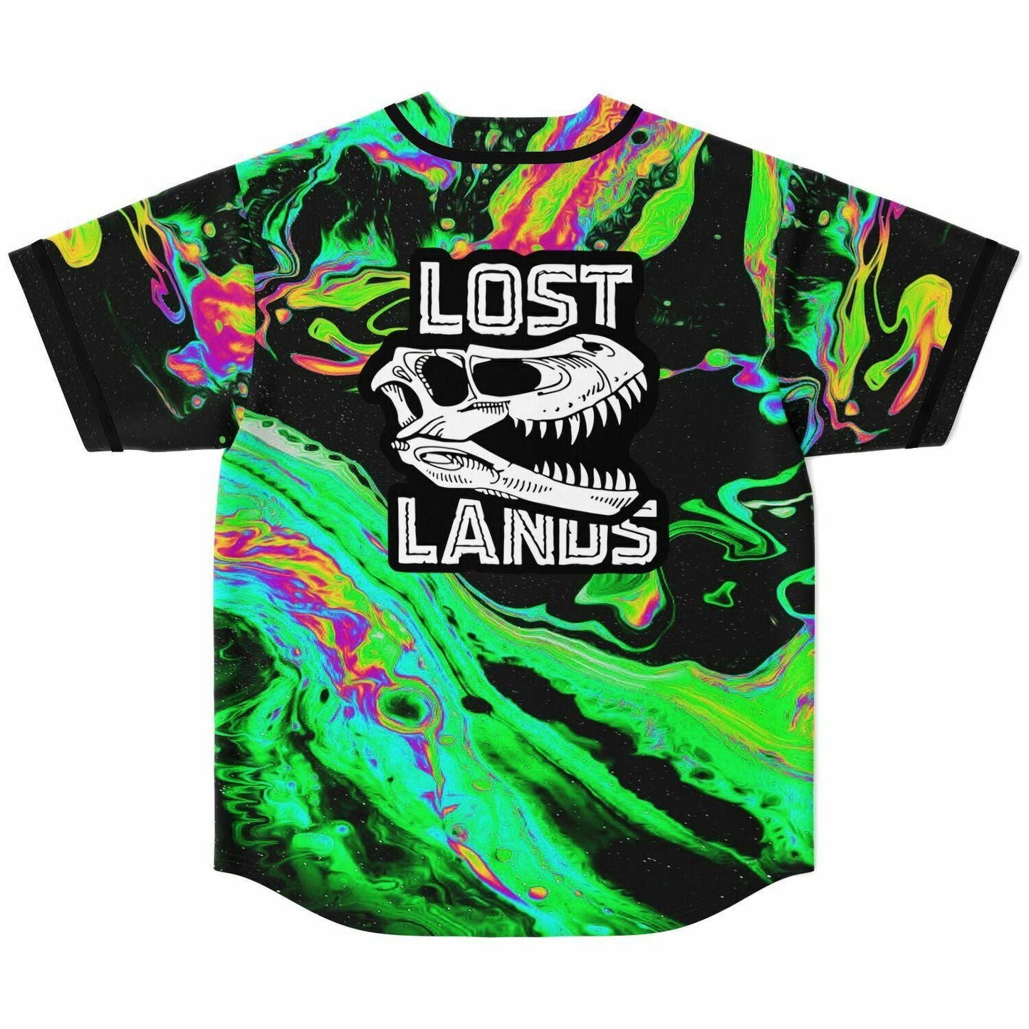 Lost Lands Neon Green Psychedelic Liquid Rave Baseball Jersey