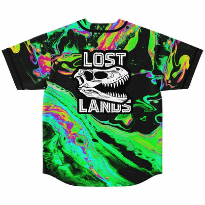 Lost Lands Neon Green Psychedelic Liquid Rave Baseball Jersey