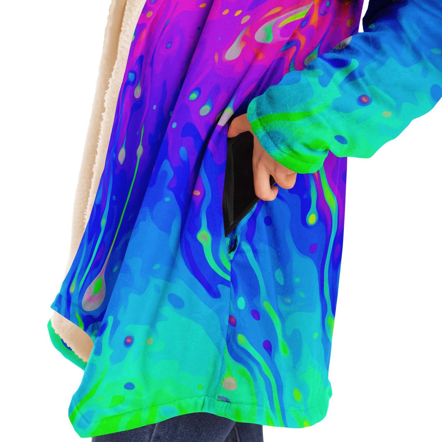Rainbow acid trip hooded cloak