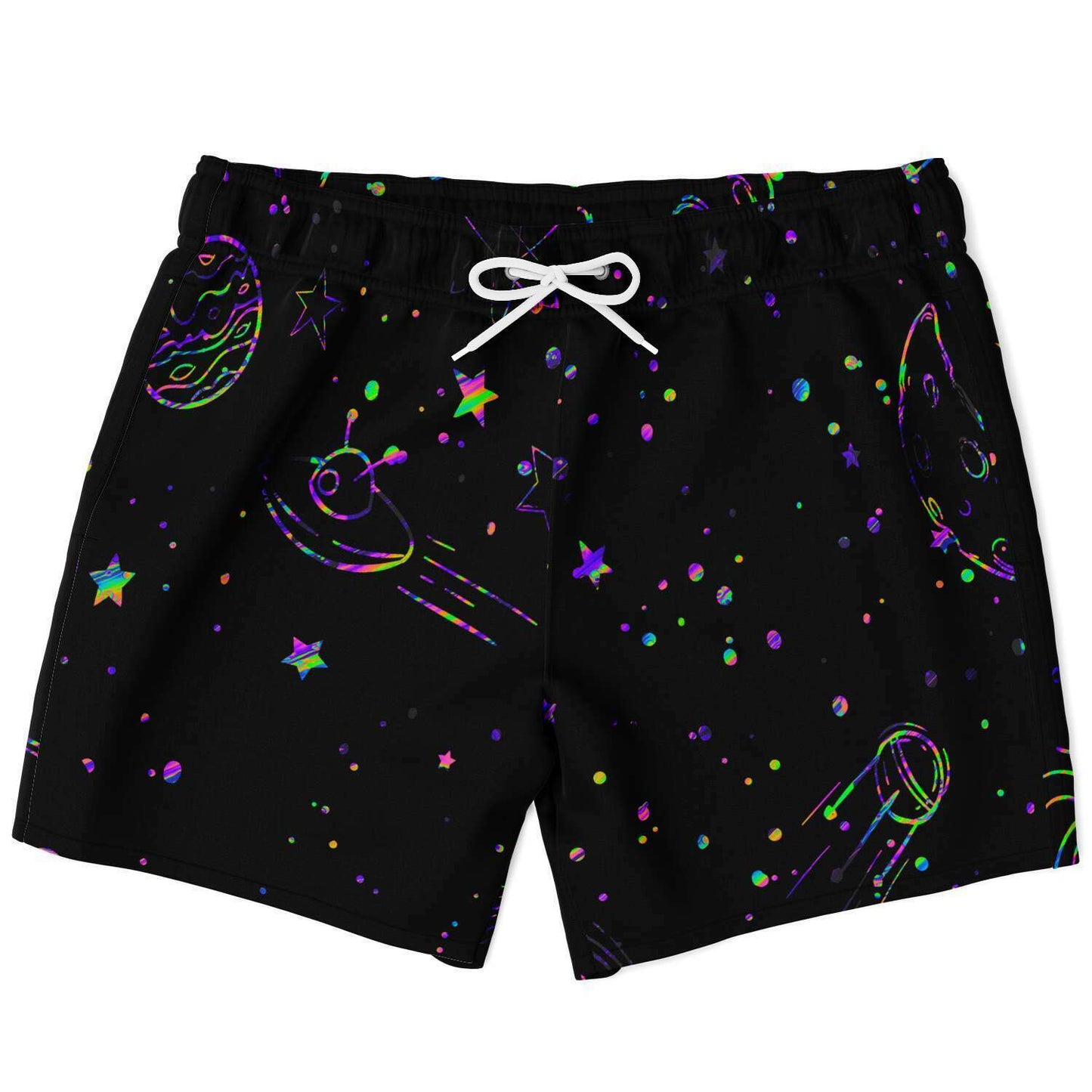 Black Outer Space Rave Swim Trunks