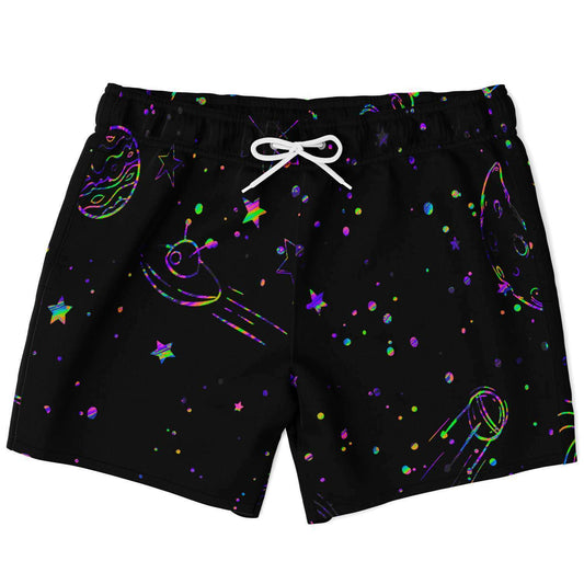Black Outer Space Rave Swim Trunks