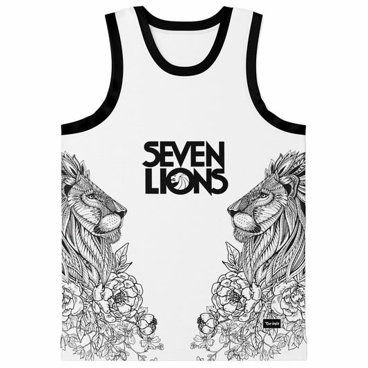 Seven Lions White Detailed Black Rave Basketball Jersey