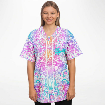 Pastel White Psychedelic Mushroom Rave Baseball Jersey