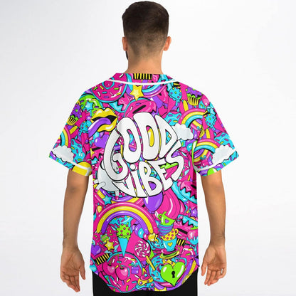 Hot Pink Dense Candy Rave Baseball Jersey
