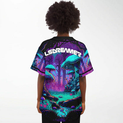 LSDREAM Purple Psychedelic Glowing Rave Baseball Jersey