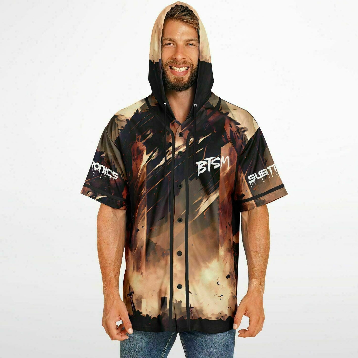 Black Tiger Sex Machine Brown Rave Hooded Baseball Jersey